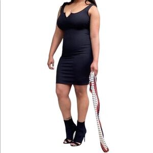 BLACK ribbed dress. Large. NWOT